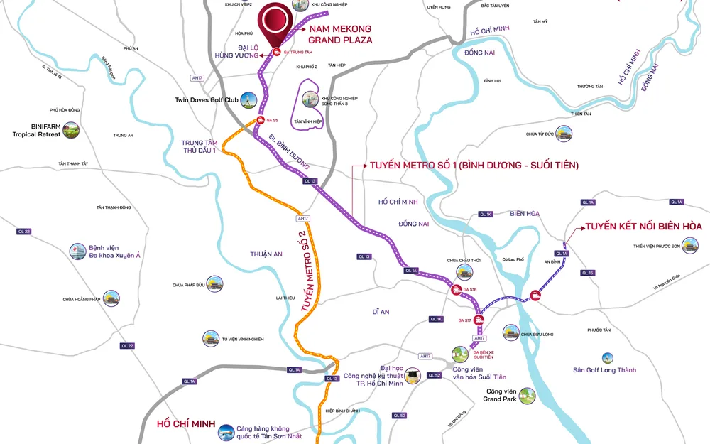 Vị trí & tiện ích — Nam Mekong Grand Plaza
