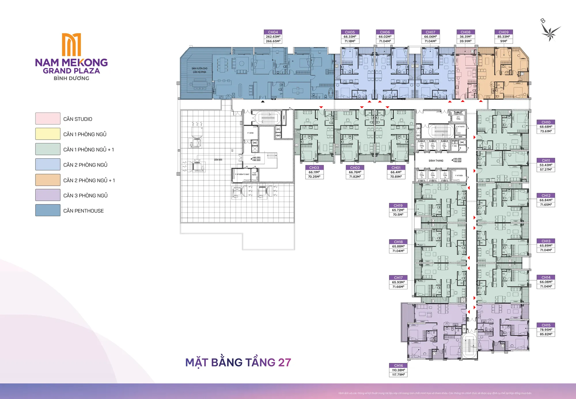 Mặt bằng Tầng 27 — Tháp G2 — Nam Mekong Grand Plaza